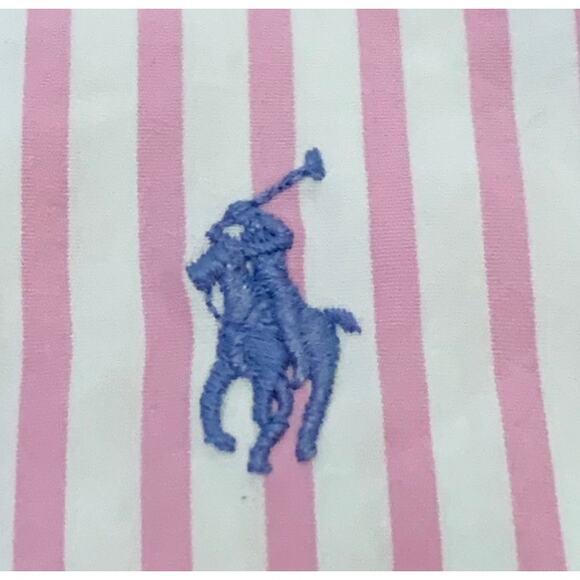 Ralph Lauren Mens Custom Fit Shirt Medium Pink White Striped Button Down Preppy - Picture 4 of 15